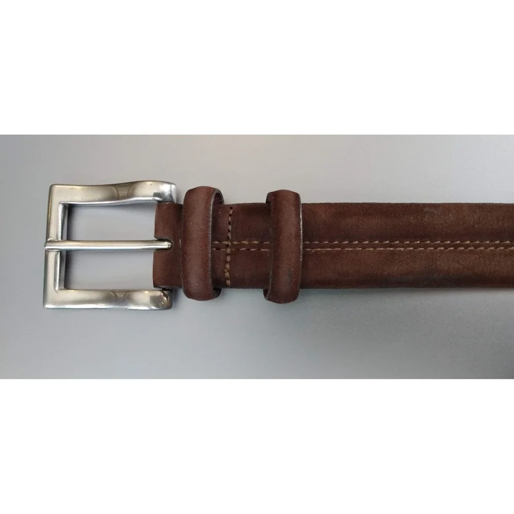 USA Leather CROOKHORN Brown Suede Belt 40 31105 Dress Buck Quiet Luxury Academia